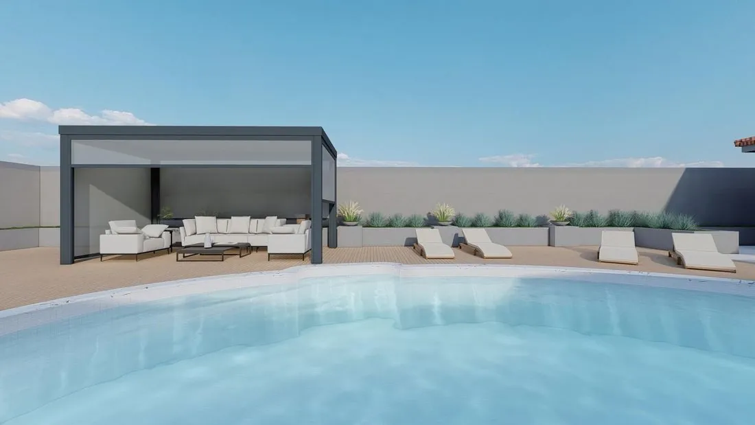 GM-168 motorised or manual louvered pergola